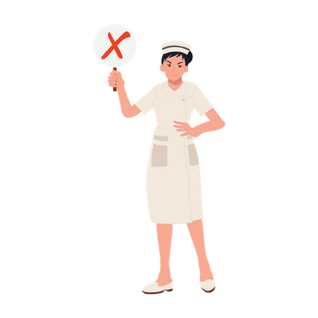 Enfermeira com sinal errado  Ilustração