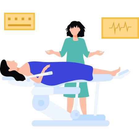 Enfermeira verificando paciente  Ilustração