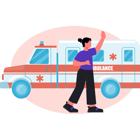 Enfermeira buscando energia médica em ambulância  Ilustração