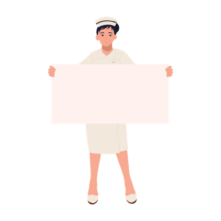 Enfermeira segurando placa  Ilustração