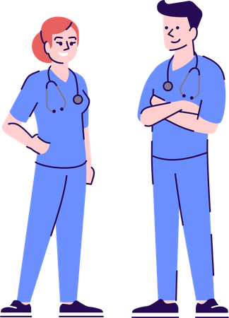 Enfermeiros masculinos e femininos  Ilustração