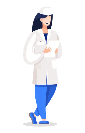 Enfermera con uniforme médico sosteniendo una lista de verificación  Ilustración