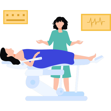 Enfermera revisando al paciente  Ilustración