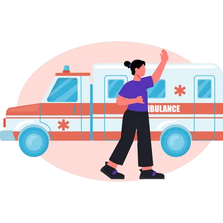 Enfermera buscando energía médica en ambulancia  Illustration