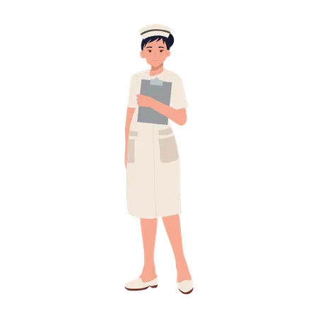 Enfermera sosteniendo portapapeles  Ilustración