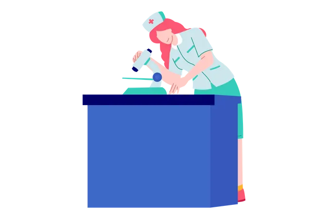 Enfermera trabajando en laboratorio  Ilustración