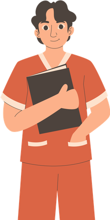 Enfermero masculino de pie con informe médico  Illustration