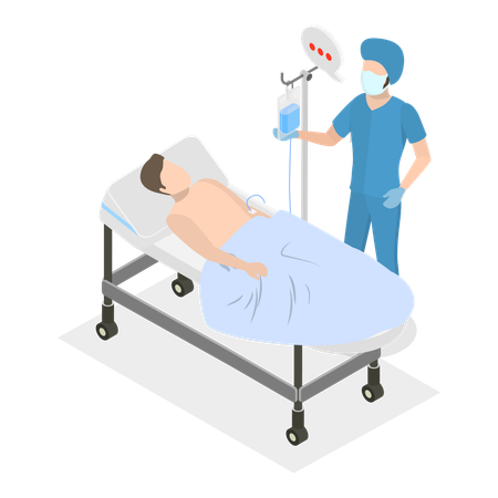 Enfermero de pie junto al paciente  Ilustración