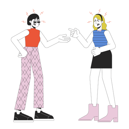 Enfrentamiento de dos mujeres  Ilustración