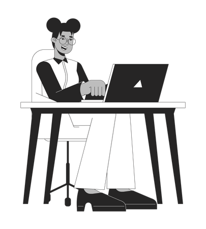 Engaged office worker female  Illustration