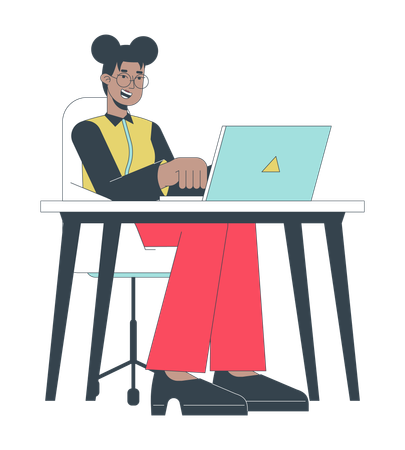 Engaged office worker female  Illustration