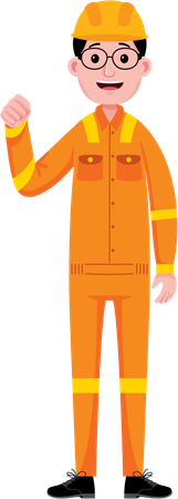 Engenheiro acenando com a mão  Illustration