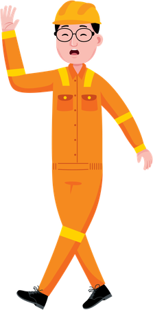 Engenheiro acenando com a mão  Illustration