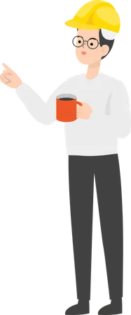 Engenheiro Civil tomando café  Ilustração