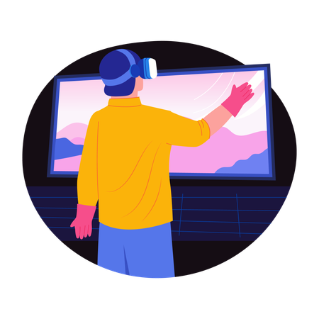 Engenheiro AR pintando em tela  Ilustração