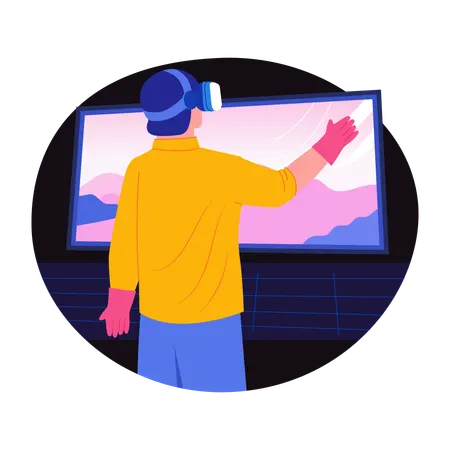 Engenheiro AR pintando em tela  Ilustração