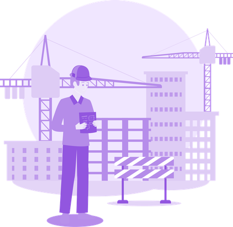 Engenheiro de construção no local  Illustration