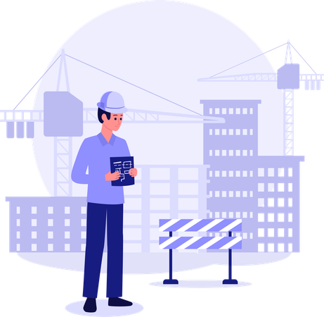 Engenheiro de construção no local  Illustration