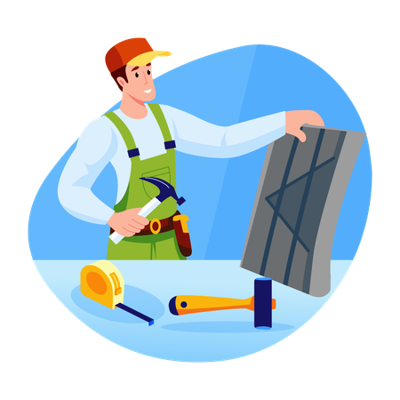 Engenheiro fazendo trabalho de reparo  Ilustração