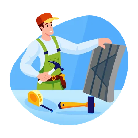 Engenheiro fazendo trabalho de reparo  Ilustração