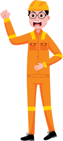 Engenheiro masculino sentindo raiva  Illustration
