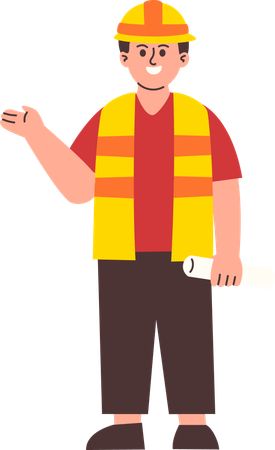 Engenheiro masculino mostrando algo  Illustration