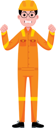 Engenheiro masculino mostrando sinal de raiva  Illustration