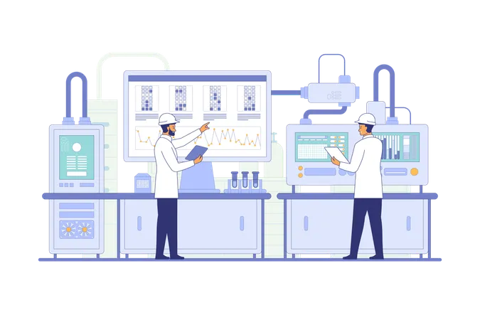 Engenheiro trabalhando em fábrica industrial  Ilustração