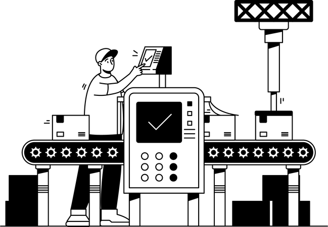 Engineer Checking Machine  Illustration