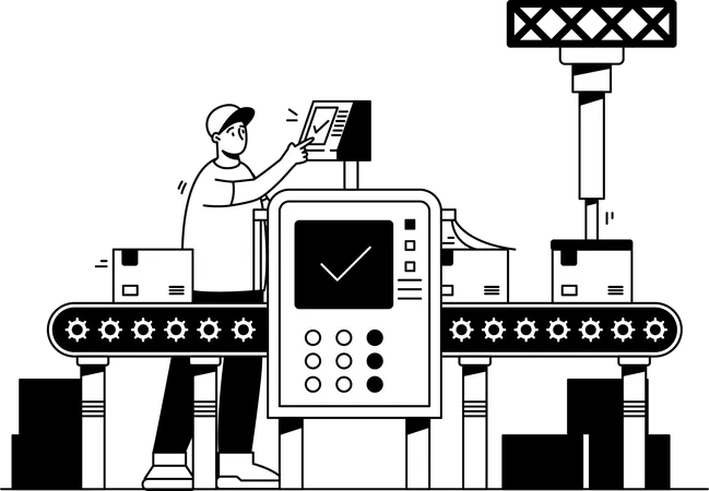 Engineer Checking Machine  Illustration