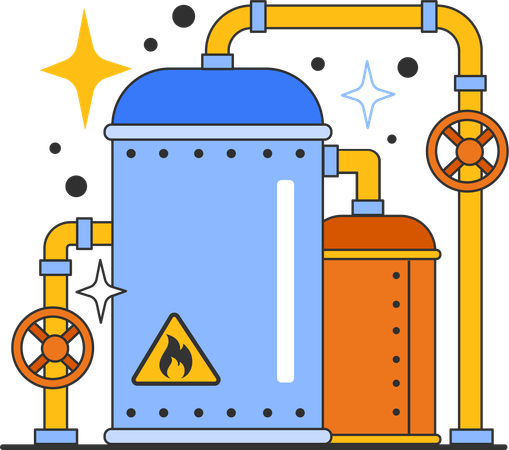 Engineer checks the pressure of gas inside cylinder tank  Illustration