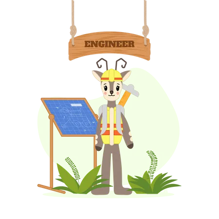 Engineer deer  Illustration