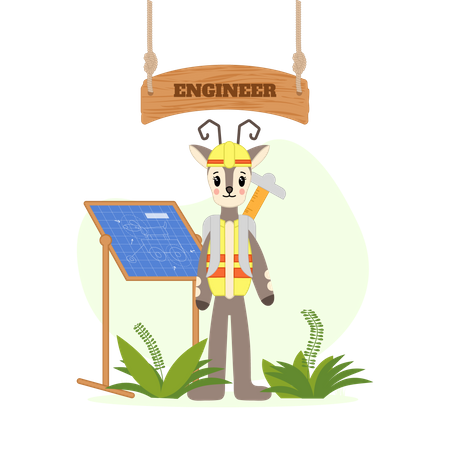 Engineer deer  Illustration