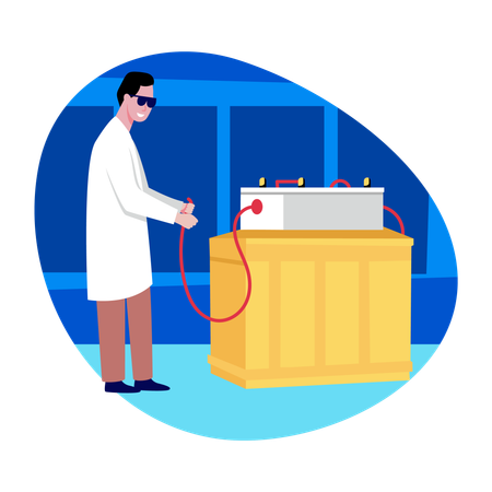 Engineer doing battery testing  Illustration