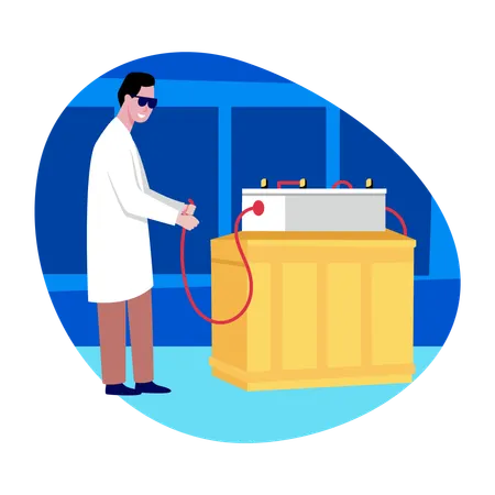 Engineer doing battery testing  Illustration