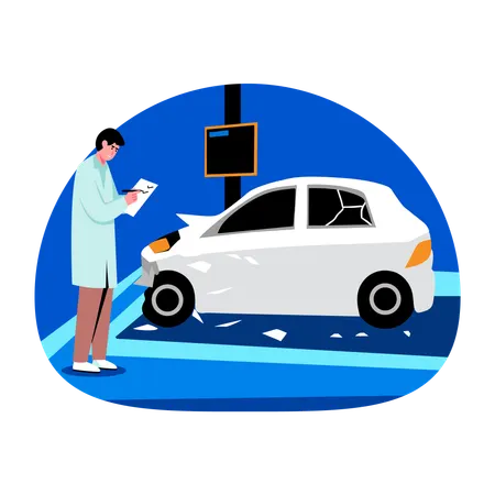 Engineer doing car testing  Illustration