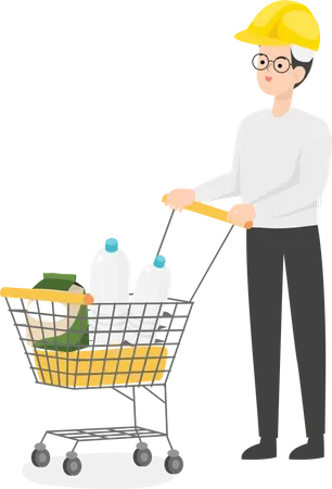 Engineer doing grocery shopping Illustration