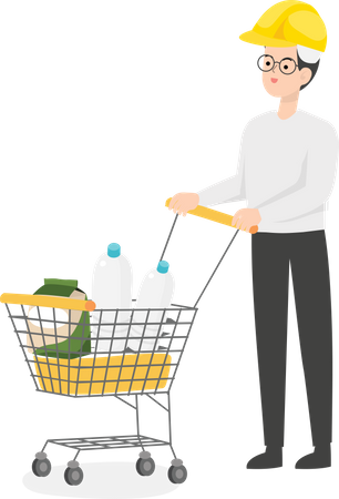 Engineer doing grocery shopping  Illustration