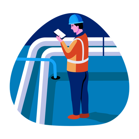 Engineer doing hydrostatic testing  Illustration