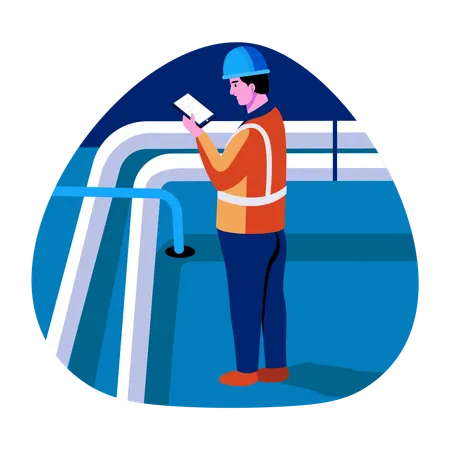 Engineer doing hydrostatic testing  Illustration