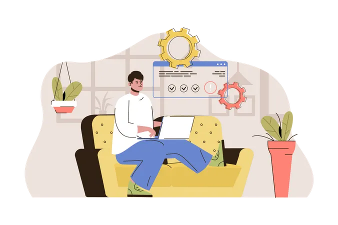 Engineer doing software testing  Illustration