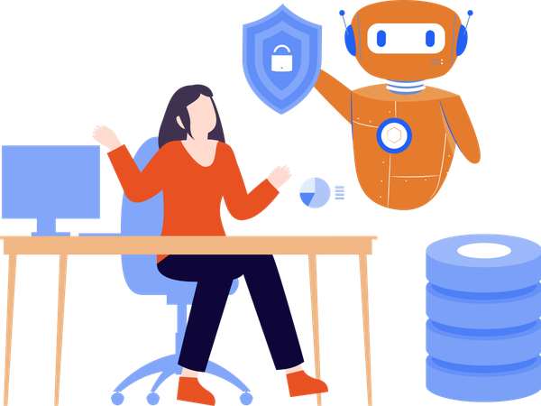 Engineer ensures Robot protection  Illustration