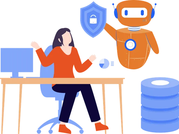 Engineer ensures Robot protection  Illustration