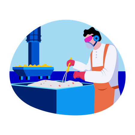 Engineer extracting minerals in lab  Illustration
