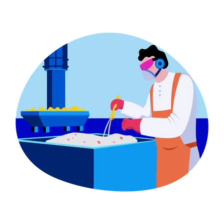 Engineer extracting minerals in lab  Illustration