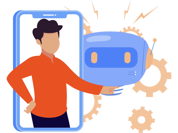 Engineer finding Robot solution  Illustration