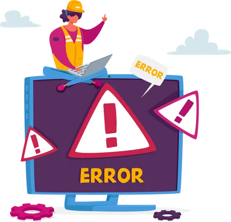 Engineer fixing error Illustration