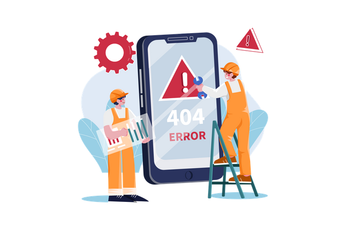 Engineer fixing error  Illustration