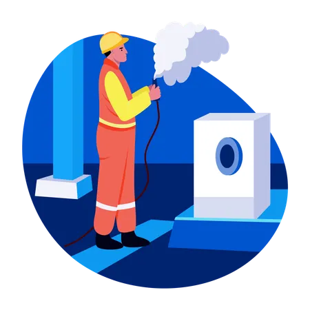 Engineer fixing gas leak  Illustration
