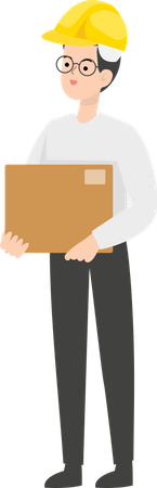 Engineer holding box Illustration